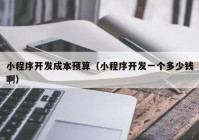 小程序開發(fā)成本預算（小程序開發(fā)一個多少錢啊）